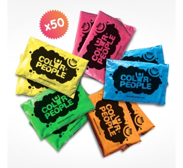 50 sachets Holi - 9 couleurs à choisir