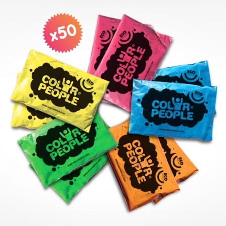 50 sachets Holi - 9 couleurs à choisir