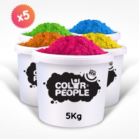 PACK OF 5 X 5 KG HOLI POWDER BUCKETS