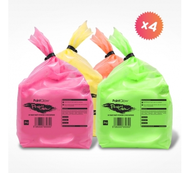 4 sacs de 2kg de poudre Holi FLUO UV NEON