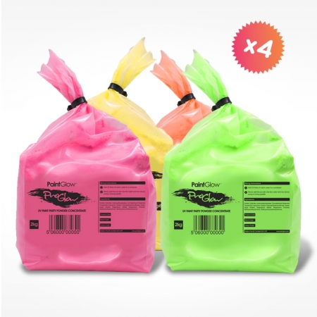 4 sacs de 2kg de poudre Holi FLUO UV NEON