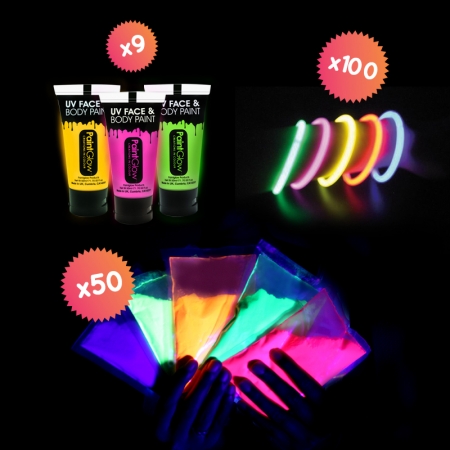 Pack HOLI FLUO Party pour 50 personnes Pack HOLI FLUO Party pour 50 personnes