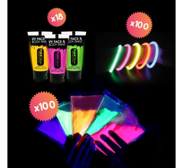 Pack HOLI FLUO Party pour 100 personnes