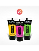 12 tubes 50ml maquillage fluo