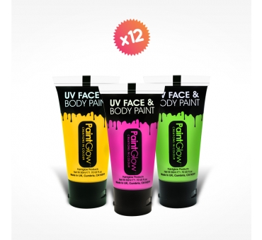 12 tubes 50ml maquillage fluo