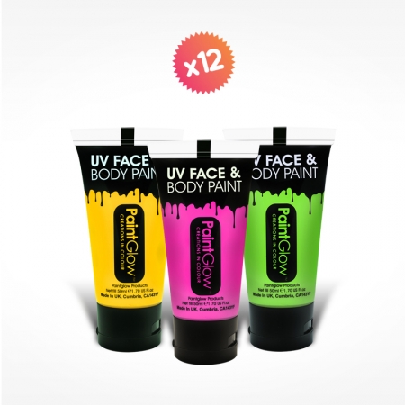 12 tubes 50ml maquillage fluo