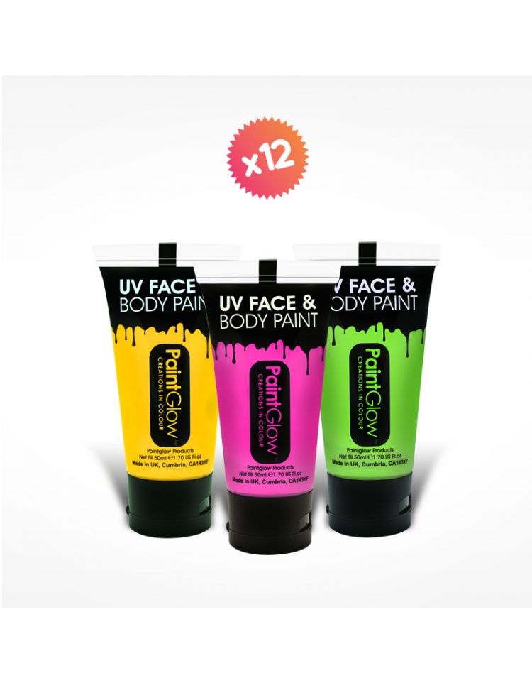 12 tubes 50ml maquillage fluo - Holi-world