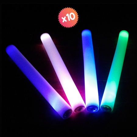 10 tubes en mousse avec LED