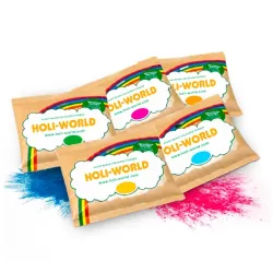 20 bolsas de 75g de polvos Holi — embalaje eco 95% papel