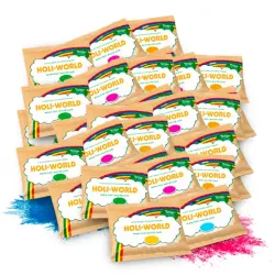 500 bolsas de 75g de polvos de color Holi — embalaje 95% papel
