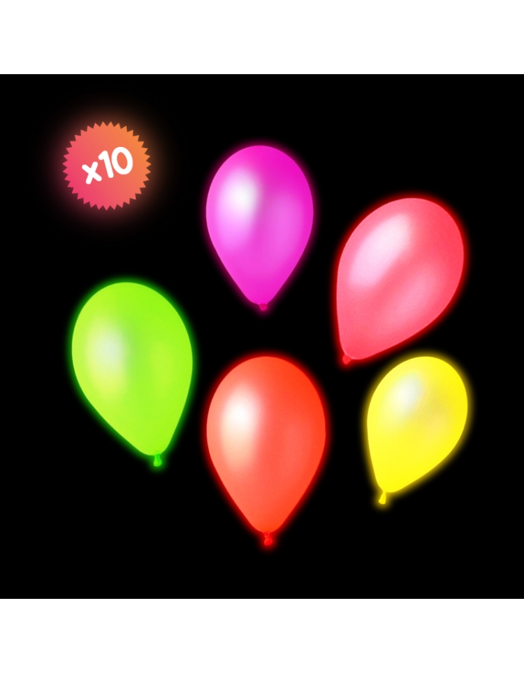 10 ballons fluorescents 30cm - Holi-world