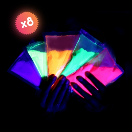 8 sachets de poudre FLUO UV Néon 8 sachets de poudre FLUO UV Néon
