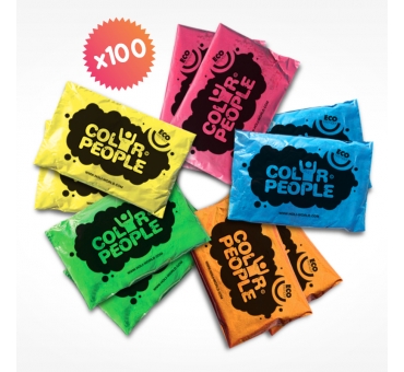 100 Sachets de poudre Holi de 9 couleurs