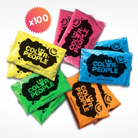 100 Sachets de poudre Holi de 9 couleurs