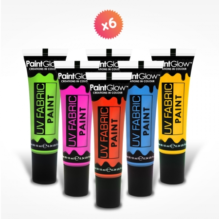 6 tubes peinture FLUO pour textiles 6 tubes peinture FLUO pour textiles