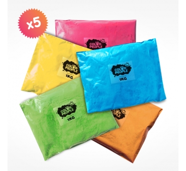 5 BOLSAS DE 1 KG DE POLVO HOLI COLOR PEOPLE